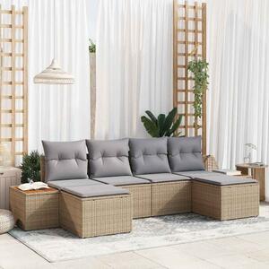 VidaXL Kerti Kanapé Szett 6 pcs Beige és Világosszürke Poly Rattan
