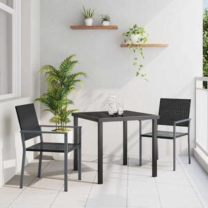 Kert étkező szett 3 pcs Fekete PE Rattan