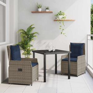 Kert étkező szett párnával 3 pcs Szürke Poli rattan