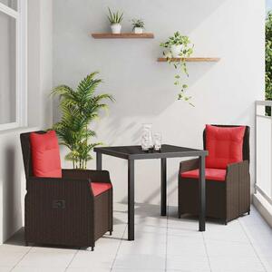Kert étkező szett párnával 3 pcs Barna Poli rattan