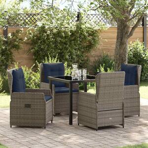 Kert étkező szett párnával 5 pcs Szürke Poli rattan