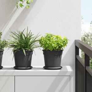 VidaXL Kerek Virág Tálca 6 pcs Fekete Ø 15,5 x 2 cm Műanyag