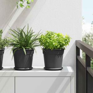 VidaXL Kerek Virágcserép 6 pcs Fekete Ø 19 x 16 cm Műanyag
