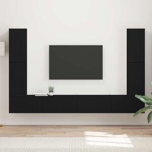 TV szekrény garnitúra 8 pcs Fekete Faanyag