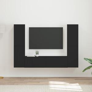 TV szekrény garnitúra 6 pcs Fekete Faanyag