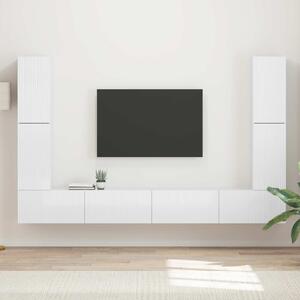 TV szekrény garnitúra 8 pcs Magas Fényű Fehér Faanyag