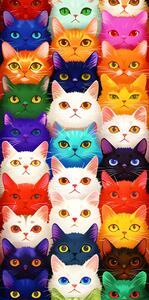 Gyorsan száradó strandtörölköző MEOW 100x180 cm színes, 100% mikroszálas