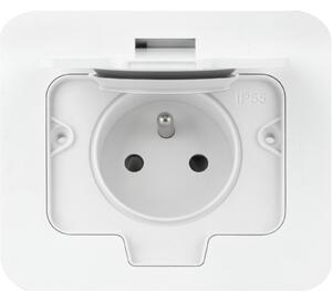 Hermetikus Téglalap Alakú Lektromos Aljzat, IP55, 1x2P+Z(francia , Fehér