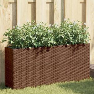 Barna polyrattan kerti ültetőláda 2 cseréppel 90x20x40 cm