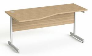 Íróasztal, íves, balos, szürke fémlábbal, 160x80 cm, MAYAH Freedom SV-30, kőris (IBXA30K)