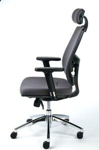 Irodai szék, állítható karfával, szürke szövetborítás, alumínium lábkereszt, MAYAH Grace (BBSZVV33)