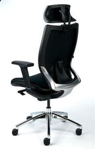 Főnöki szék, fejtámasszal, fekete szövetborítás, feszített szövet háttámla, alumínium lábkereszt, MAYAH Crown (BBSZVV36)