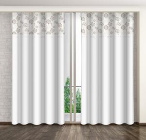 Fehér dekoratív függöny bézs színű virágokkal Szélesség: 160 cm | Hossz: 250 cm