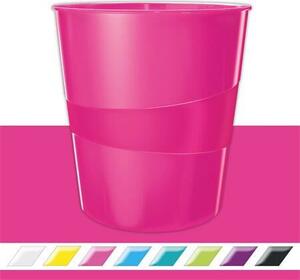 Papírkosár, 15 liter, LEITZ Wow, rózsaszín (E52781023)