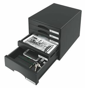 Irattároló, műanyag, 5 fiókos, LEITZ Plus, fekete (E52110095)