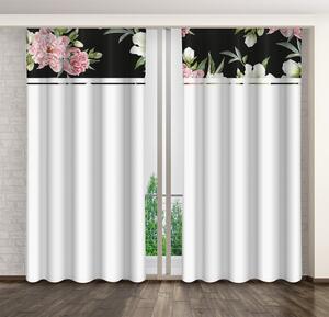 Egyszerű fehér függöny rózsaszín és fehér pünkösdi rózsaszínű függönyökkel Szélesség: 160 cm | Hossz: 250 cm