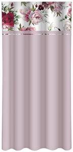 Egyszerű világos lila függöny rózsaszín és bordó bazsarózsák nyomtatásával Szélesség: 160 cm | Hossz: 250 cm
