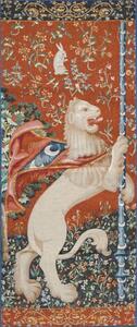 Oroszlános gobelin faliszőnyeg (jacquard szövés)
