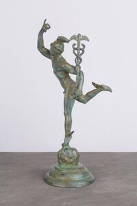 Giambologna Merkúr Szobor (Bronz) kis miniszobor zöld