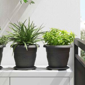 VidaXL Kerek Virágcserép 6 pcs Fekete Ø 26 x 21,5 cm Műanyag