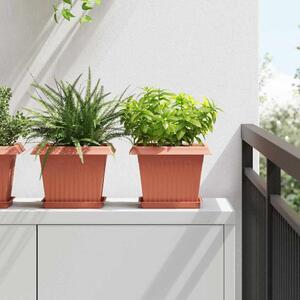 VidaXL Négyzet Virágcserép 6 pcs Tégla Vörös 23 x 23 x 17,5 cm Műanyag