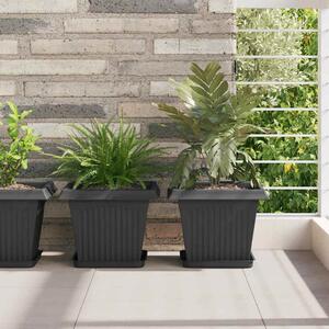 VidaXL Négyzet Virágcserép 6 pcs Fekete 28,5 x 28,5 x 22 cm Műanyag