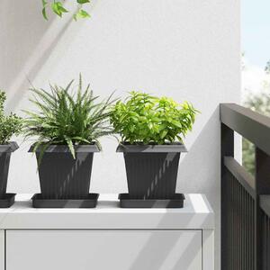 VidaXL Négyzet Virágcserép 24 pcs Fekete 16 x 16 x 14 cm Műanyag