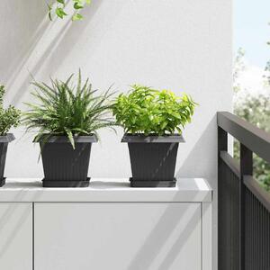 VidaXL Négyzet Virágcserép 6 pcs Fekete 20 x 20 x 16 cm Műanyag