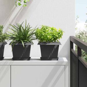 VidaXL Négyzet Virágcserép 6 pcs Fekete 23 x 23 x 17,5 cm Műanyag
