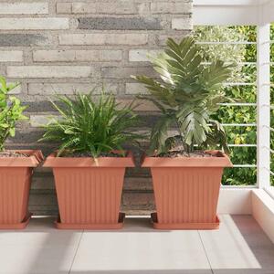 VidaXL Négyzet Virágcserép 24 pcs Tégla Vörös 33 x 33 x 26 cm Műanyag