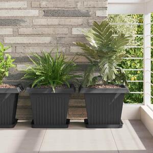 VidaXL Négyzet Virágcserép 24 pcs Fekete 33 x 33 x 26 cm Műanyag