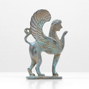 Görög Szfinx Szobor (Bronz) kis miniszobor zöld múzeum