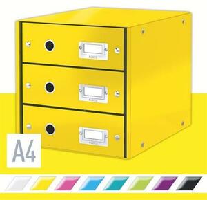 Irattároló, laminált karton, 3 fiókos, LEITZ Click&Store, sárga (E60480016)