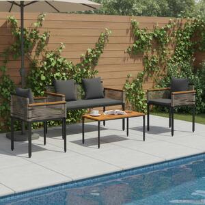 Kültéri Bútor Szett 4 pcs Szürke és sötétszürke PE Rattan