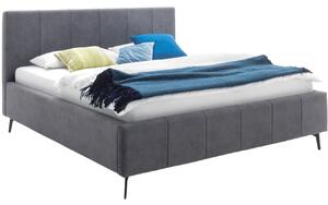 Antracitszürke bársony kétszemélyes ágy Meise Möbel Lizzano 180 x 200 cm