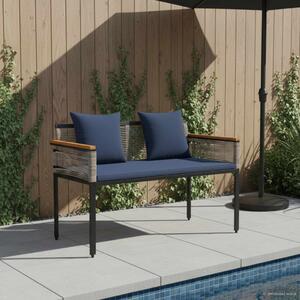 VidaXL Kerti pad Szürke és sötétkék 117 x 54 x 74.5 cm polirattan