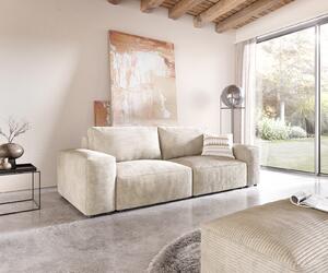 DELIFE Nagy kanapé Lanzo 230x95 cm kordbársony bézs puffal