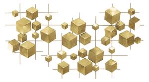 Aranyszínű Fém Kocka alakú Geometrikus Fali Dekoráció