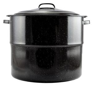 Zománcozott lábas fedővel fekete-fehér pöttyös mintával 45x35 cm-es (31,5 L-es)