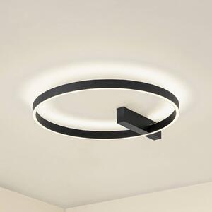 Lucande LED mennyezeti lámpa Isalin, 60 cm, fekete, CCT, dimmelhető, dimmelhető, Fekete, Nappali / Étkező, Alumínium, Modern