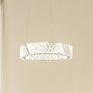 Lucande LED lógó világítás Glacis, kristály, Ø 40 cm, króm, Tiszta / átlátszó, Nappali / Étkező, Üveg, Dizájn