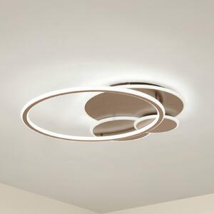 Lucande LED mennyezeti világítás Circulo, kávébarna, CCT, dimmelhető, dimmelhető, Barna / rozsda, Nappali / Étkező, fém, Modern