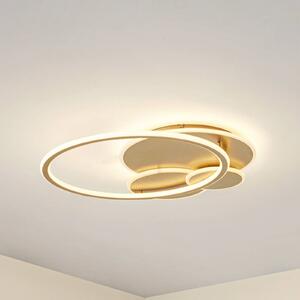 Lucande LED mennyezeti világítás Circulo, arany, 60 cm CCT, dimmelhető, dimmelhető, Sárgaréz / arany, Nappali / Étkező, fém, Modern
