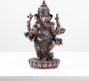 Álló Ganesha Szobor Lótusz Alapon (Hideg öntvény bronz szobor)