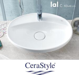 CeraStyle - Top Counter pultra ültethető porcelán mosdó - LAL C - ovális - 60 x 46 cm
