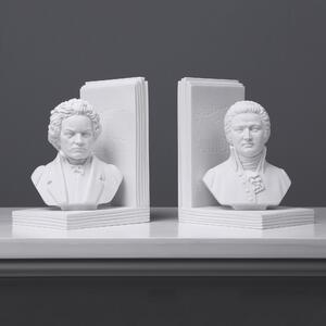 Beethoven és Mozart mellszobor könyvtámasz párban márványszobor