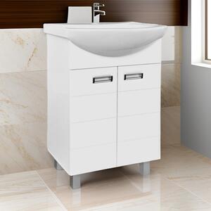 Viva Style SZQUARE 55 lábon álló fürdőszobabútor Sanovit Zenon 6055 porcelán mosdókagylóval 55 cm