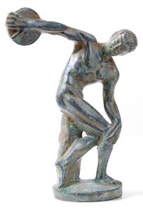 Diszkobolosz szobor (Bronz) kis szobor figura zöld