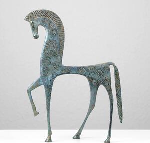 Görög ló szobor (Bronz) (Nagy) szobor zöld modern lakásdekoráció