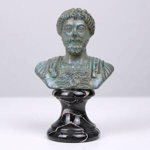 Marcus Aurelius mellszobor (Zöld bronz) kis szobor figura